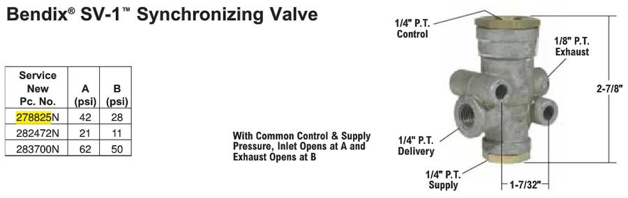 BEN 278825N | Bendix SV-1 Synchronizing Valve with 1/4-18 NPT