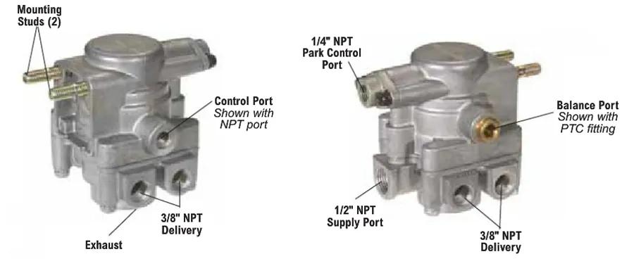 BEN800969 | Bendix R-7 Spring Brake Valve with 3/8 in PTC Inlet and 3/8 ...
