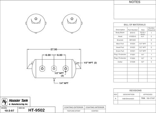 Hoosier Tank - HOOHT9502 - HT9502